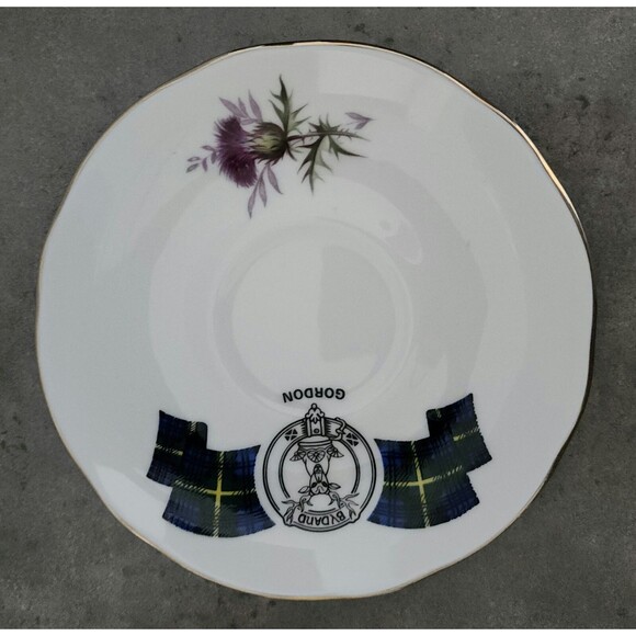 Duchess Bone China Cup & Saucer Scottish Tartan Gordon Clan England Blue Green - Picture 7 of 9